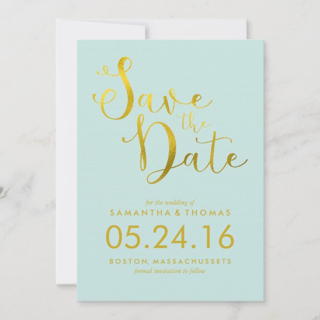 Save The Date Mint Stylish Script Wedding Enregistrer la date (Devant)