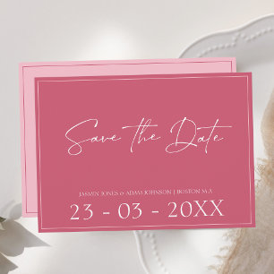 Save The Date Minuscule Magenta Rose Script Mariage Enregistrer 