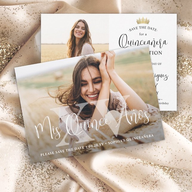 Save The Date Mis XV Moderne Quinceañera 2 Photo 15e anniversair (Créateur téléchargé)