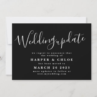 Save The Date Mise à jour du mariage Changement de date Black Tu