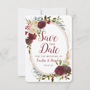 Save The Date Mistletoe Manor Aquarelle Lush Hiver Cadre ovale