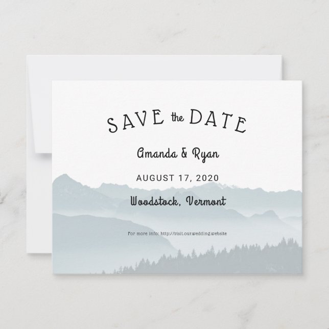Save The Date Misty Mountains Enregistrer la date Destination Ma (Devant)