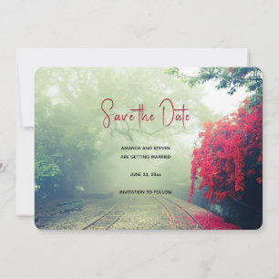 Save The Date Misty Railroad Trails Pittoresque Photo Mariage