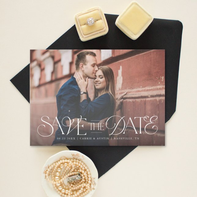 Save The Date Mix Lettering Modern Photo Enregistrer la date (Créateur téléchargé)