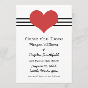 Save The Date Mod Heart Enregistrer l'Invitation de date, rouge
