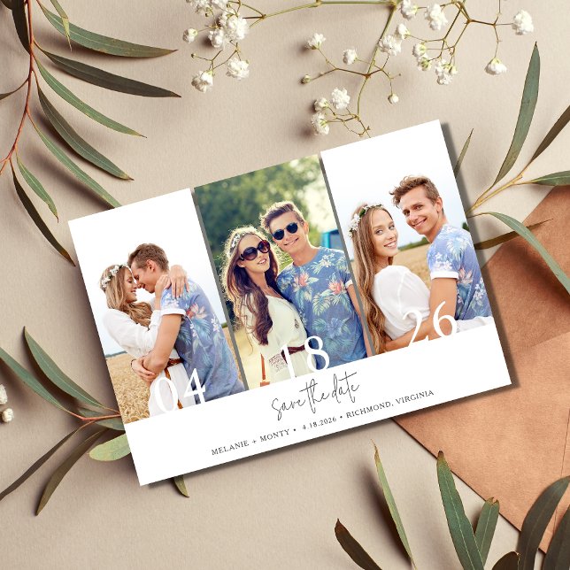 Save The Date Modern 3 Photo Collage Mariage (Créateur téléchargé)