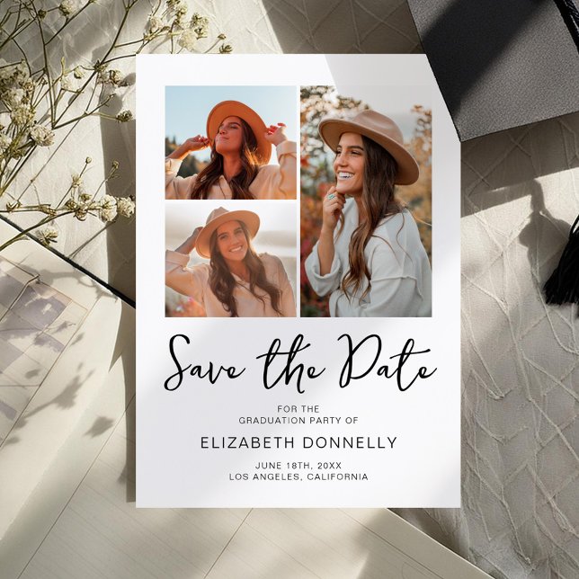 Save The Date Modern 3 Photo Graduation (Créateur téléchargé)