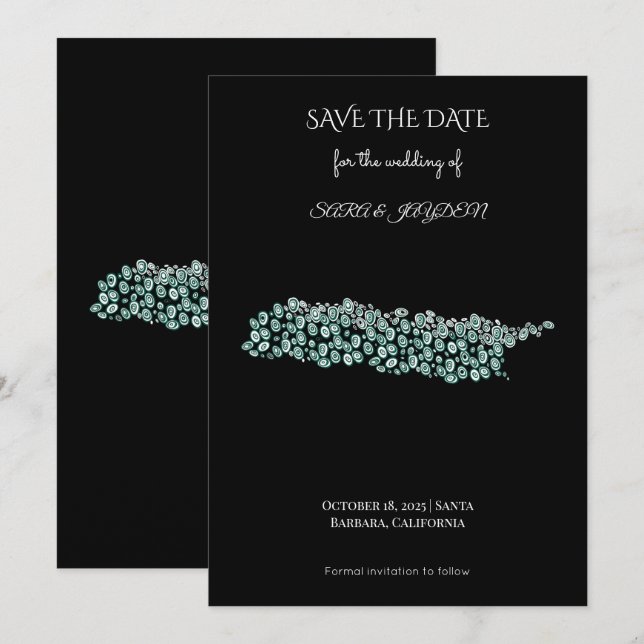 Save The Date Modern Abstract Art – White Line Circle Design (Devant / Derrière)