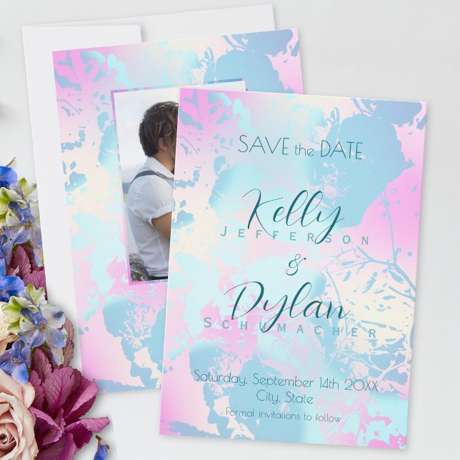 Save The Date Modern Abstract Pastel Wedding  (Créateur téléchargé)