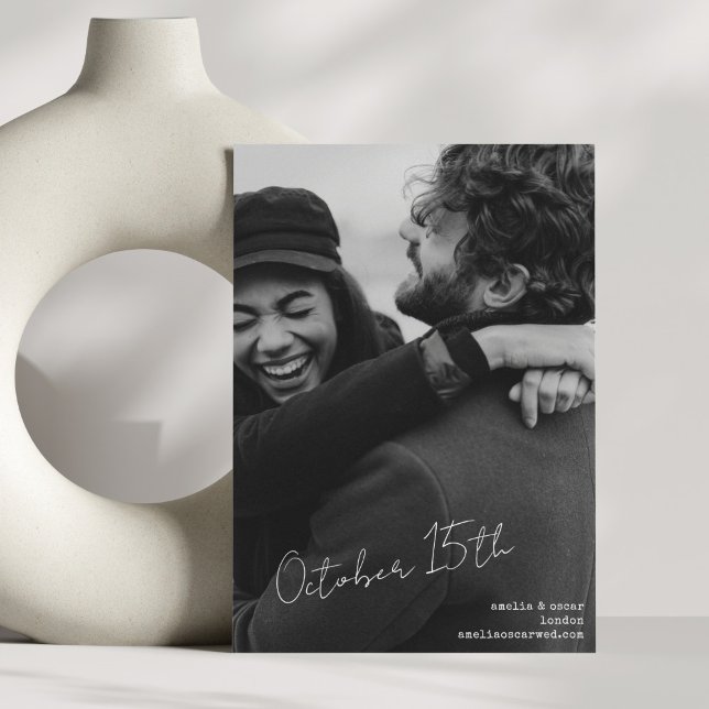 Save The Date Modern Aesthetic Black and White Wedding (Créateur téléchargé)