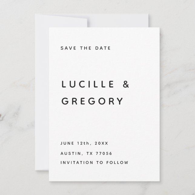 Save The Date Modern B&W Editorial All Caps (Devant)