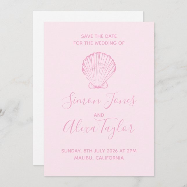 Save The Date Modern Beach destination mariage enregistrer la da (Devant / Derrière)