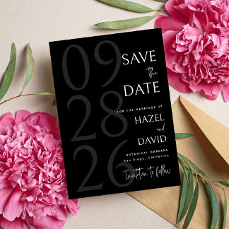 Save The Date Modern Black and White Minimalist Wedding