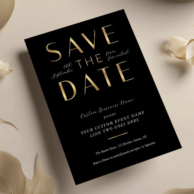Save The Date Modern Black & Gold Business Event Corporate (Créateur téléchargé)