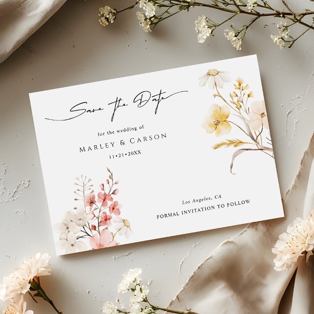Save The Date Modern Blush Floral Wildflower Spring Wedding (Créateur téléchargé)
