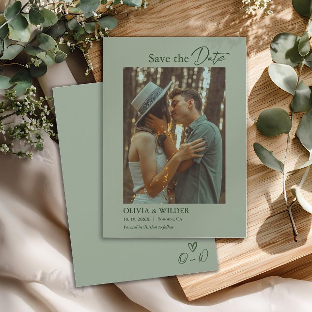 Save The Date Modern Boho Sage Green Wedding (Créateur téléchargé)