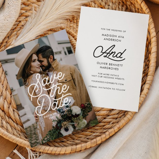 Save The Date Modern Bold Enregistrer La Date Typographie Mariag (Créateur téléchargé)