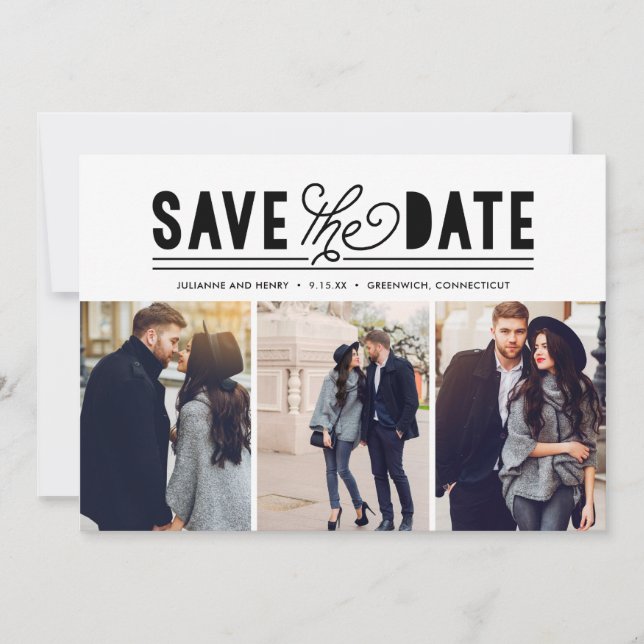 Save The Date Modern Bold Love Enregistrer La Date Photo Collage (Devant)