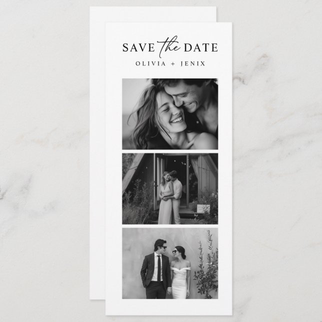 Save The Date Modern Bookmark Photo Strip QR Code Wedding (Devant / Derrière)
