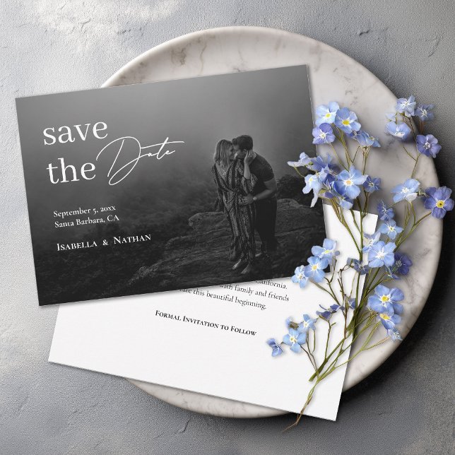 Save The Date Modern Elegant Black and White Photo Wedding (Créateur téléchargé)