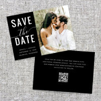 Modern Elegant Black Minimal QR Code Photo Wedding