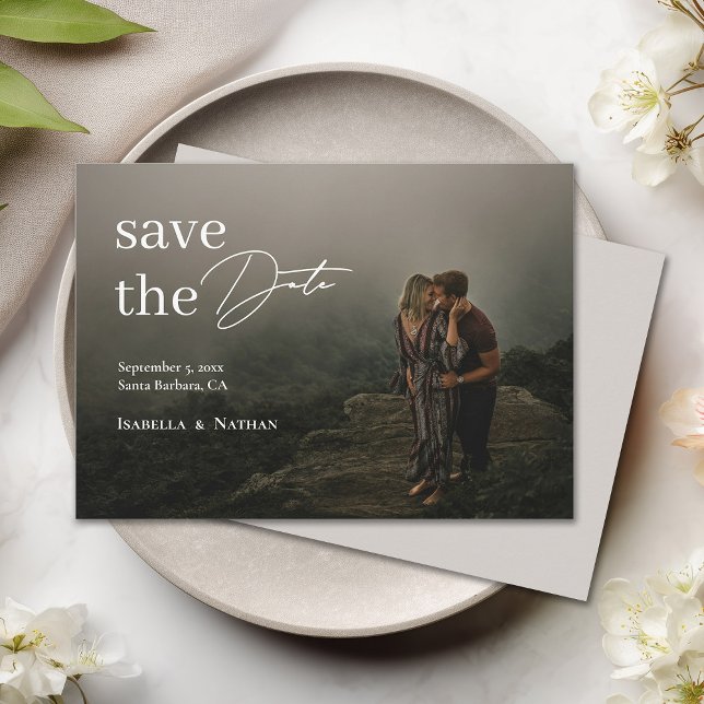 Save The Date Modern Elegant Photo Script Overlay Wedding (Créateur téléchargé)