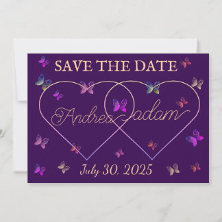 Save The Date modern flying butterflies heart