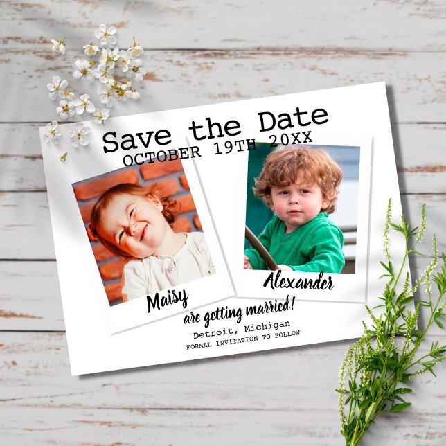 Save The Date Modern Fun Childhood Photos Wedding (Créateur téléchargé)