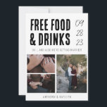 Save The Date Modern Funny Libre nourriture et boissons Mariage<br><div class="desc">Modern Funny Free Food & Drinks Mariage 3 Photo Save the Date. (Photos avec l'aimable autorisation de Nathan Dumlao sur Unsplash. Veuillez le remplacer par le vôtre.)</div>
