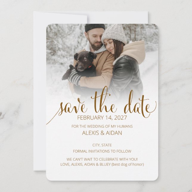 Save The Date Modern Humans Getting Married Pet of Honor Dreamy (Dos)