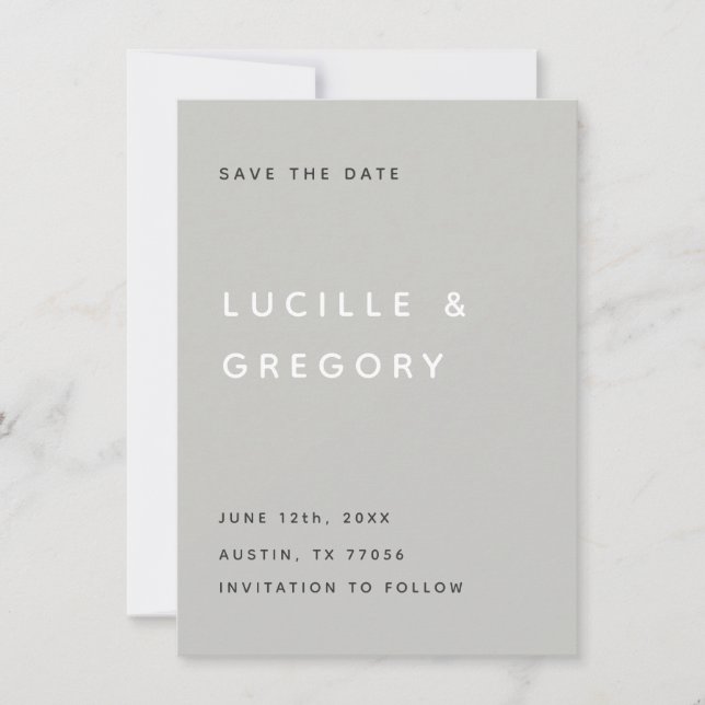 Save The Date Modern Light Grey Editorial All Caps (Devant)