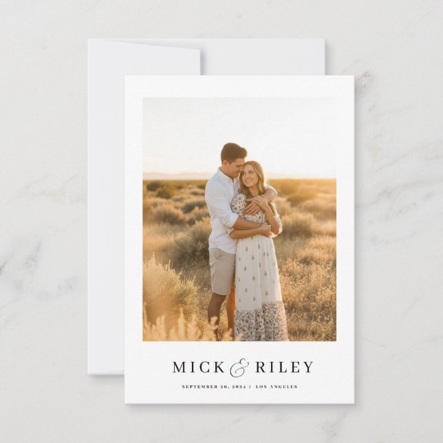 Save The Date Modern Minimalist Boho Text and Photo Wedding (Devant)