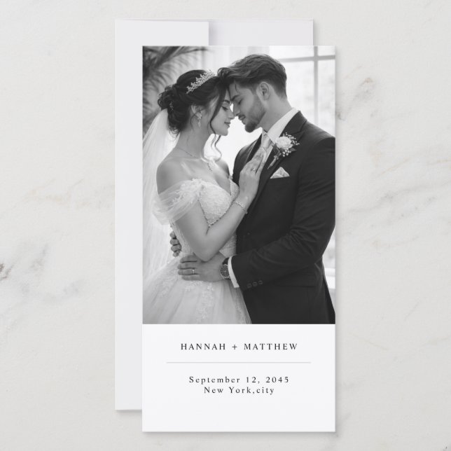 Save The Date Modern Minimalist Photo Wedding Bookmark with QR  (Devant)