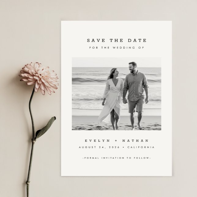 Save The Date Modern Minimalist QR Code Photo Budget Wedding (Créateur téléchargé)