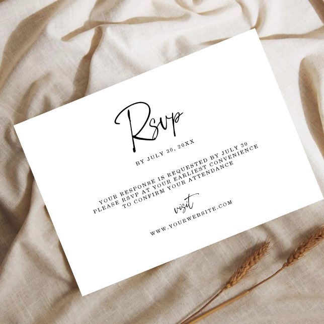 Save The Date Modern Minimalist RSVP Card with Fine Line Script  (Créateur téléchargé)
