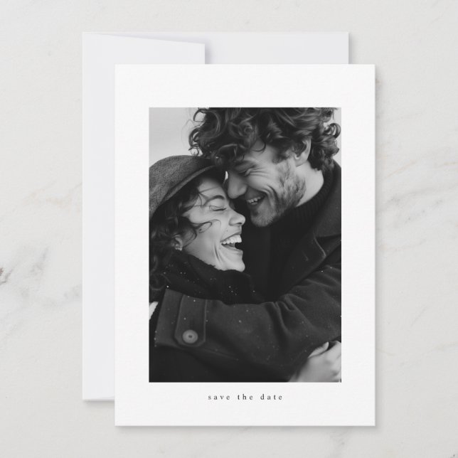 Save The Date Modern Minimalist Typography Photo Budget Wedding (Devant)