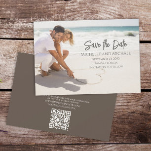 Save The Date Modern Photo Elegant Enregistrer la date Script QR