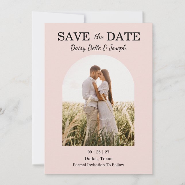 Save The Date Modern Pink Blush wedding (Devant)