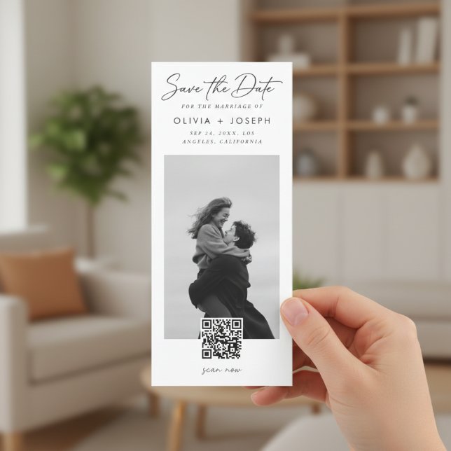 Save The Date Modern QR Code Photo Bookmark Wedding (Créateur téléchargé)