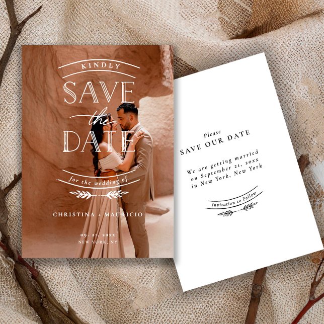Save The Date Modern Script Full Photo Wedding (Créateur téléchargé)