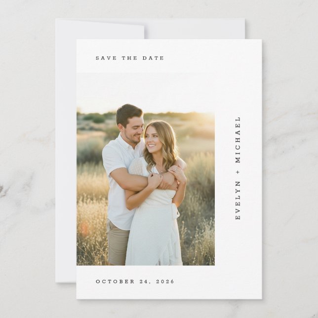 Save The Date Modern Script Minimalist Wedding Photo (Devant)
