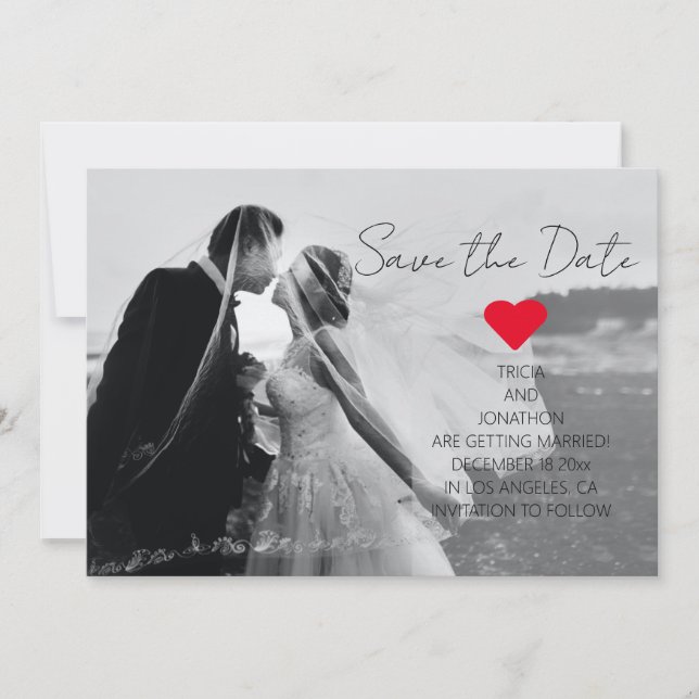 Save The Date Modern Script Photo QR Code Mariage Ajouter un nom (Devant)