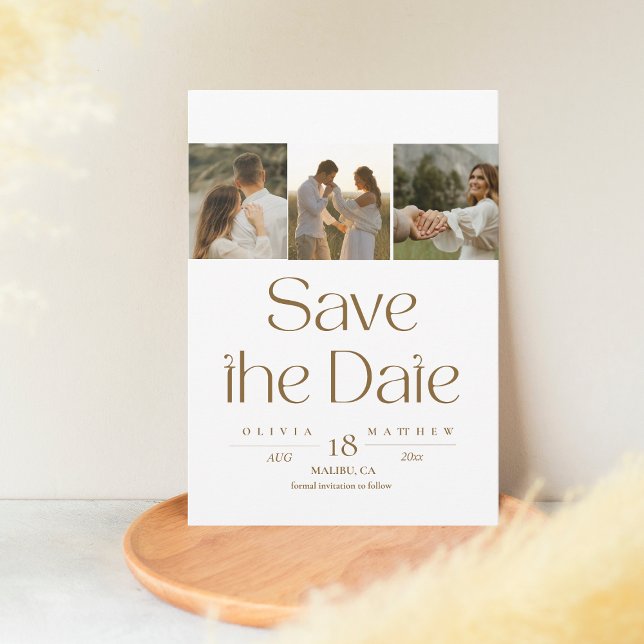 Save The Date Modern Simple 4 Photo Wedding Enregistrer les Date (Créateur téléchargé)