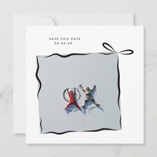 Save The Date MoDeRN Simple MINIMAL RIBBON Mariage photo (Devant)