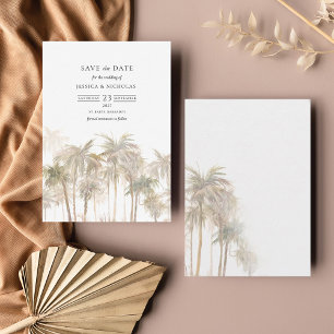Save The Date Modern Tropical Trees Typography Wedding