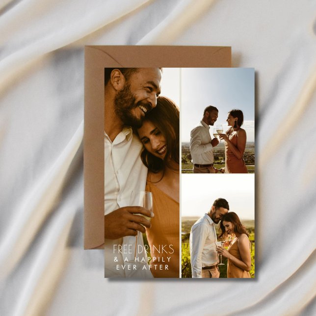 Save The Date Moderne 3 Photo QR Code Winery Mariage (Modern 3 Photo QR Code Winery Wedding Save The Date)