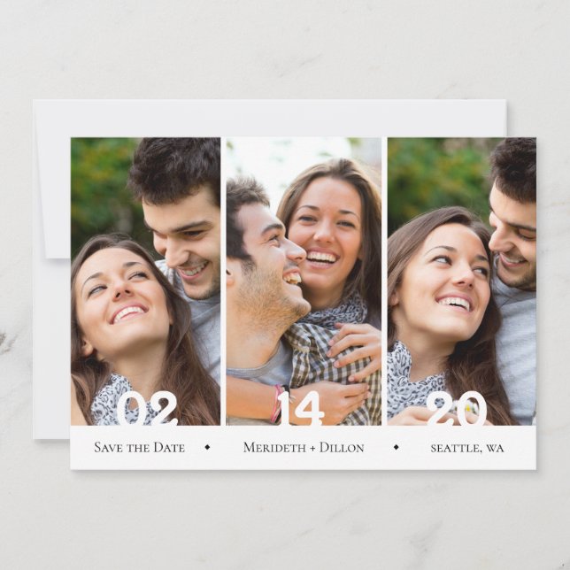 Save The Date Moderne 4 Photo Collage Simple tendance (Devant)