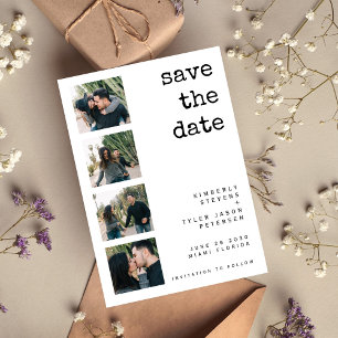 Save The Date Moderne 4 photos simple typographie mariage