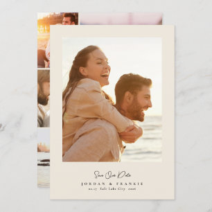 Save The Date moderne 5 photo collage script calligraphie mariag