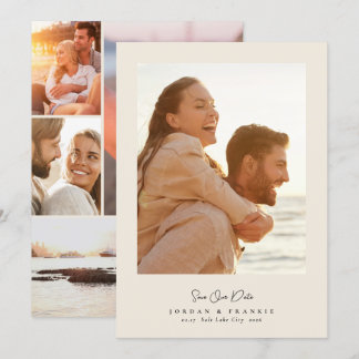 Save The Date moderne 5 photo collage script calligraphie mariag